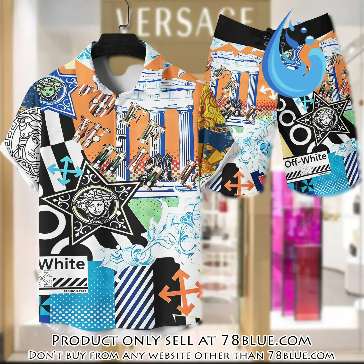 Versace luxury hawaiian shirt & short set lhs1209 78b5920545